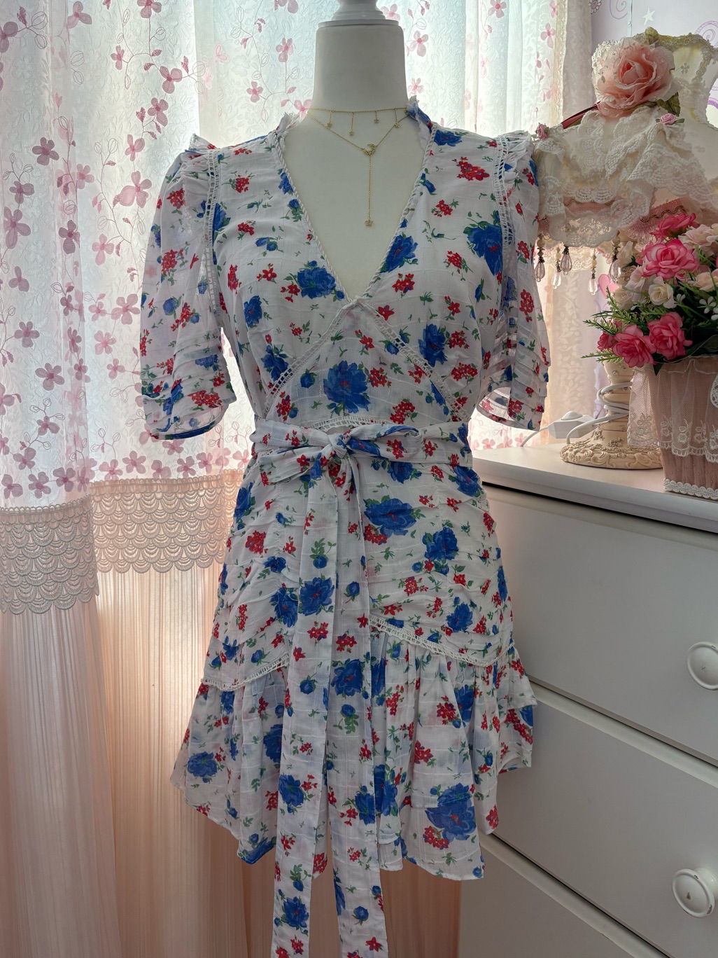 Loveshackfancy Arlo Ruttled Floral-Print Cotton-Jacquard Mini Dress